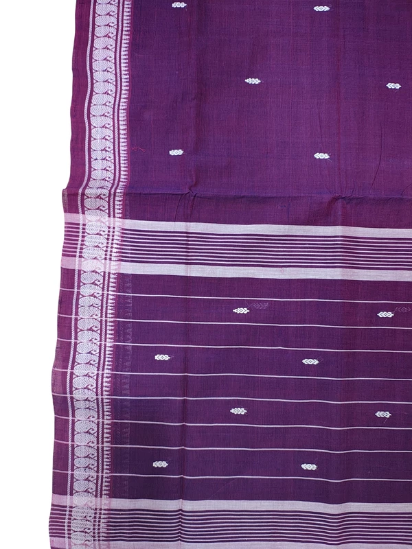 Purple Narayanpet Handloom Cotton Saree without Blouse Piece