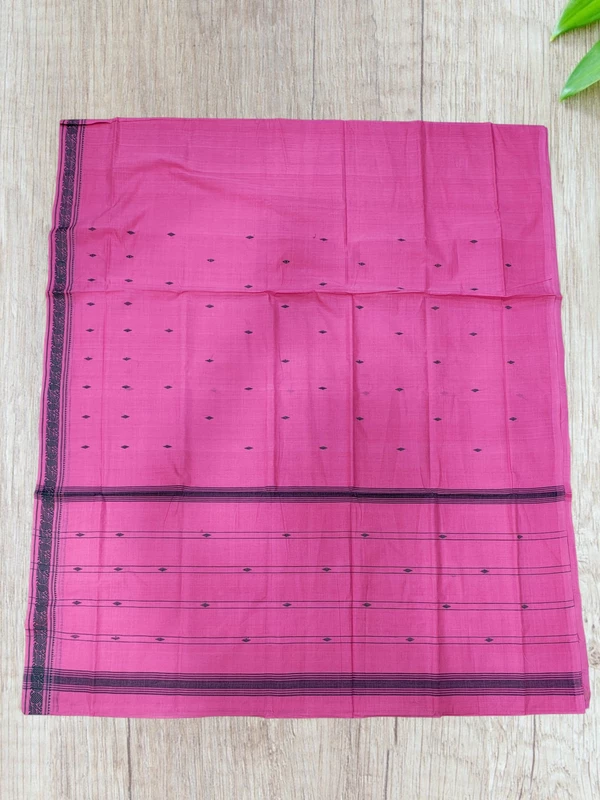 Pink Narayanpet Handloom Cotton Saree without Blouse Piece