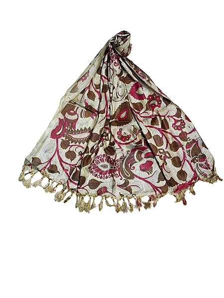 Maroon Kalamkari Dupatta for Women