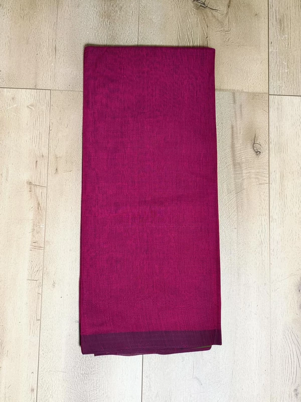 Dark Pink & Green Checks Mangalagiri Handloom Cotton Saree with Blouse Piece