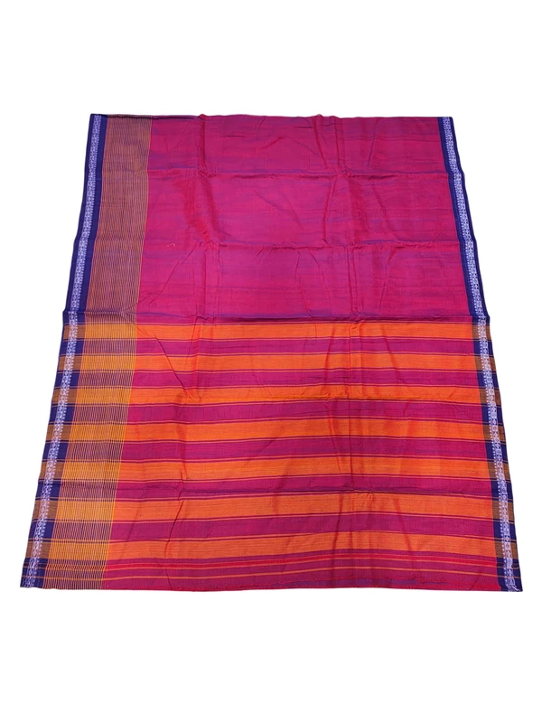 Dark Pink Handloom Cotton Hand Weave Saree without Blouse Piece