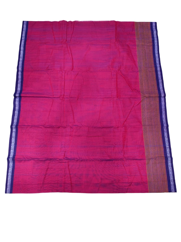 Dark Pink Handloom Cotton Hand Weave Saree without Blouse Piece