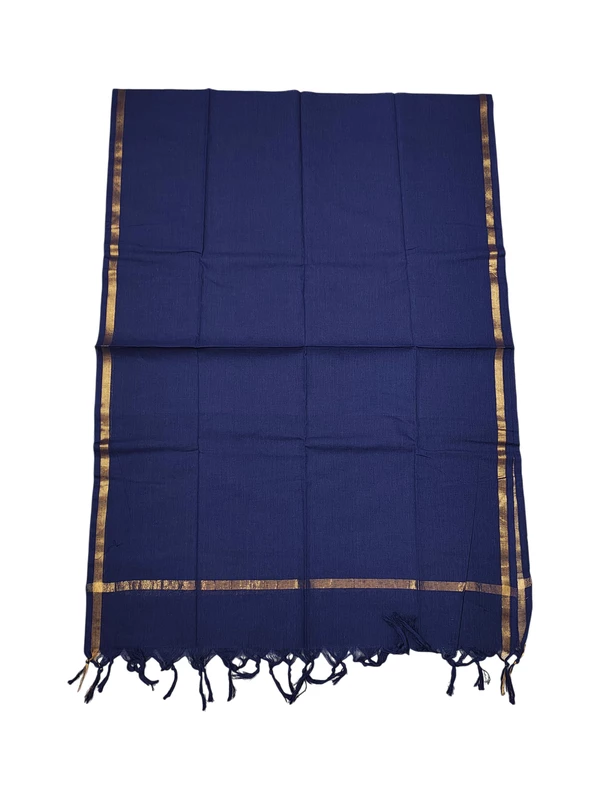 Rust & Blue Handloom Cotton Zari Border Unstitched Salwar Suit for Women