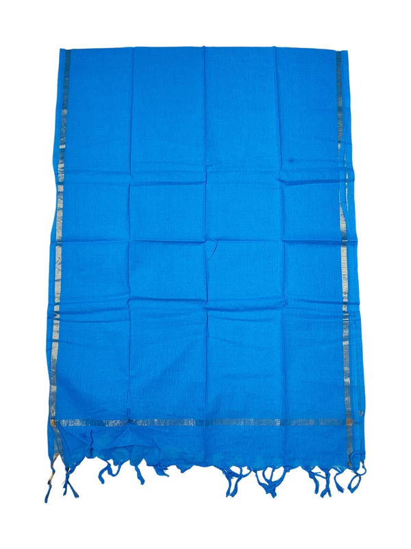Green & Blue Handloom Cotton Zari Border Unstitched Salwar Suit for Women