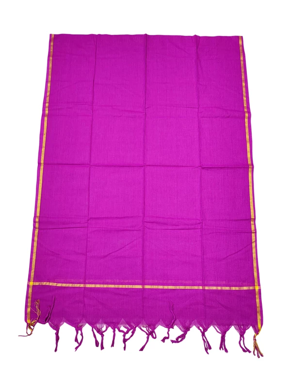 Olive Green & Pink Handloom Cotton Zari Border Unstitched Salwar Suit for Women