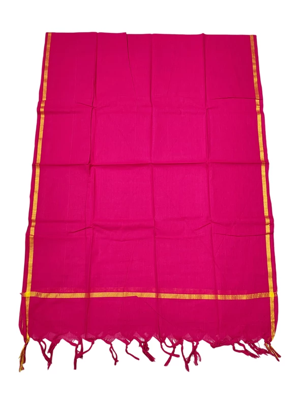 Violet & Pink Handloom Cotton Zari Border Unstitched Salwar Suit for Women