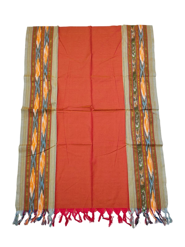Beige & Orange Mangalagiri Cotton Unstitched Salwar Suit for Women
