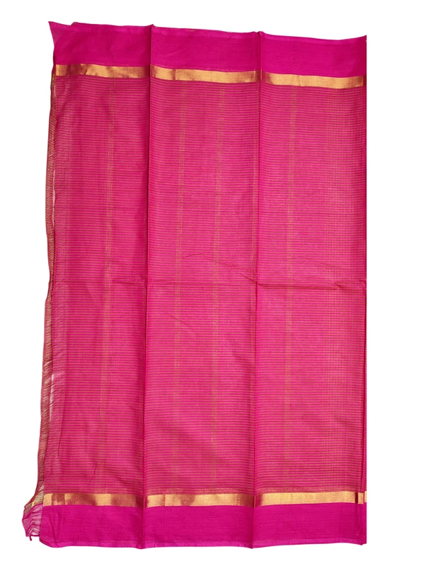 Pink & Orange Checks Mangalagiri Handloom Cotton Saree with Blouse Piece