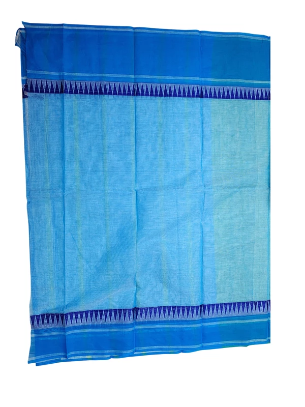 Sea Green Mangalagiri Temple Border Cotton Saree with Blouse Piece