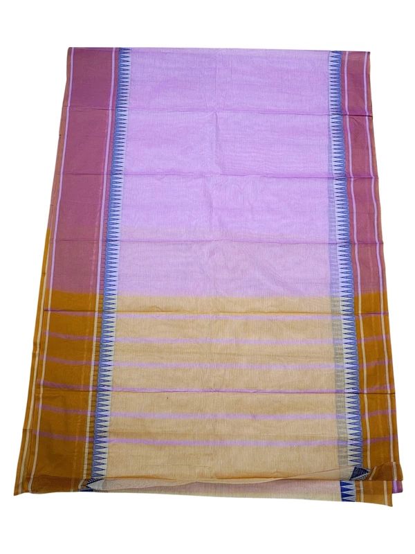 Plum Pink Mangalagiri Temple Border Cotton Saree with Blouse Piece