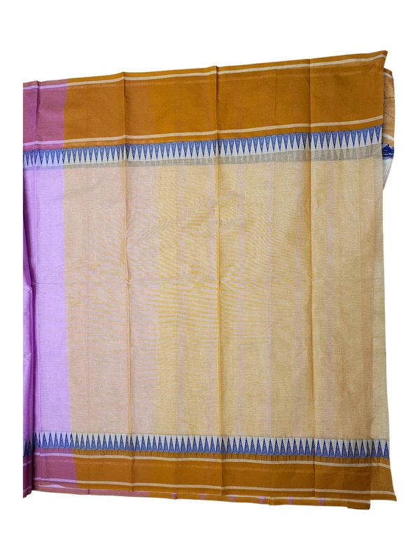 Plum Pink Mangalagiri Temple Border Cotton Saree with Blouse Piece