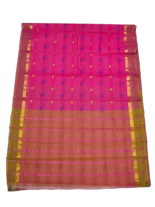 Magenta Pink Mangalagiri Boota Saree with Blouse Piece