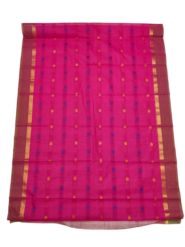 Magenta Pink Mangalagiri Boota Saree with Blouse Piece