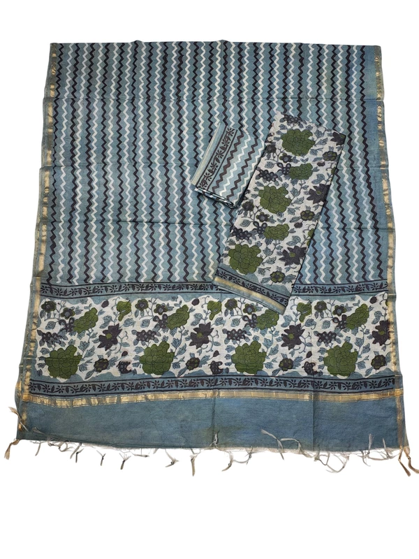 Green Chanderi Silk Vanaspati Print Unstitched Suit Set