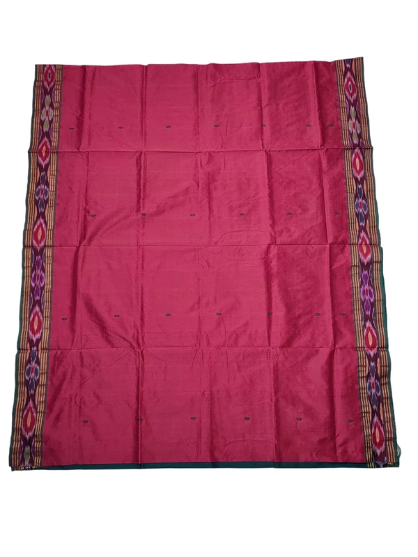 Maroon & Green Pochampally Ikkat Silk Saree with Unstitched Blouse