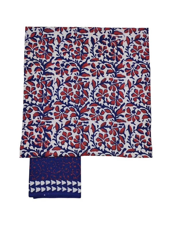 Indigo & Maroon Dabu Kota Doria Dress Materials