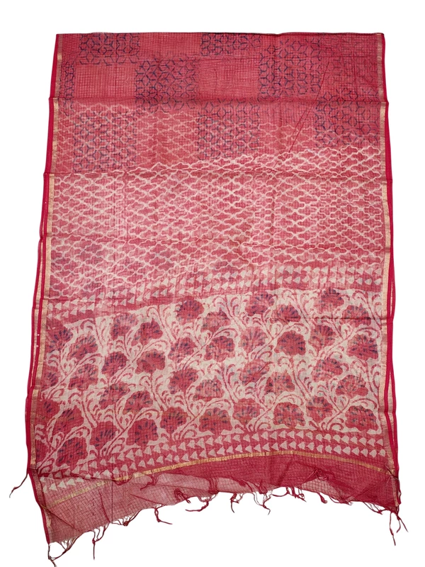 Red Dabu Pure Cotton Kota Doria Dress Materials