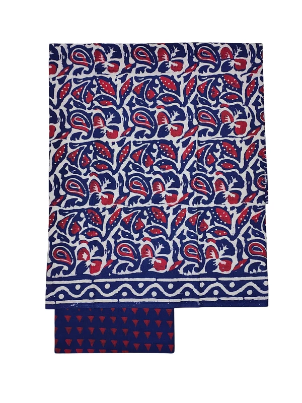 Blue & Red Dabu Pure Cotton Kota Doria Dress Materials