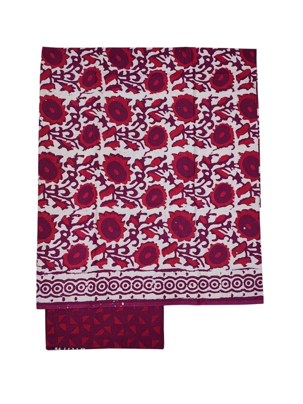 Maroon Kota Doria Dabu Pure Cotton Dress Materials