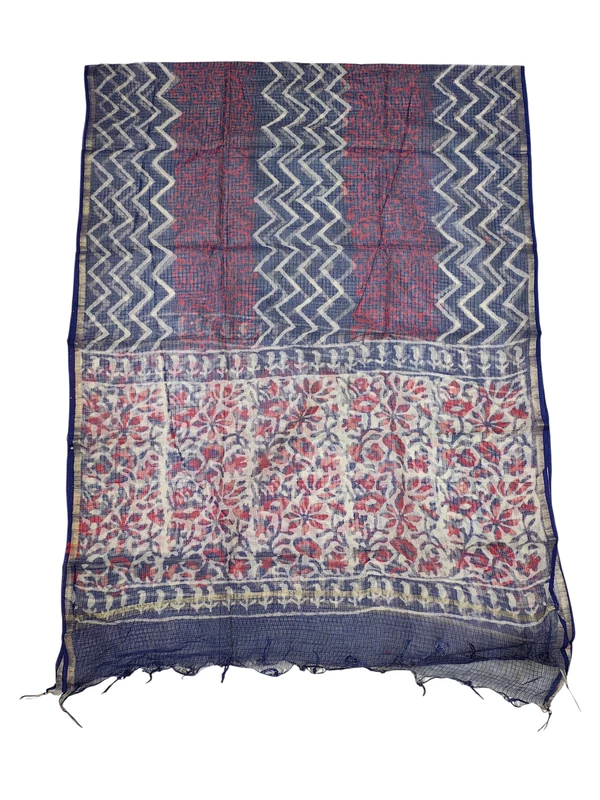 Indigo & Red Dabu Kota Doria Dress Materials