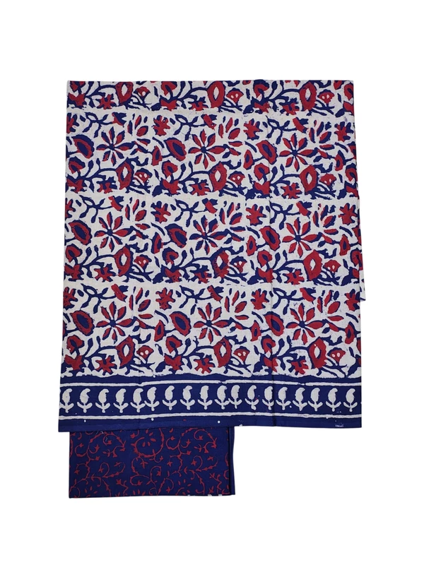 Indigo & Red Dabu Kota Doria Dress Materials