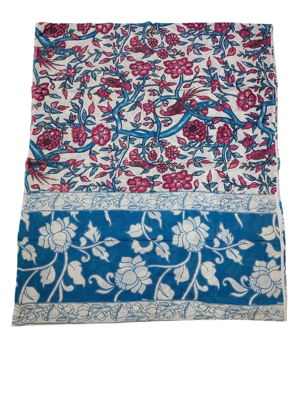 Blue & Red Kalamkari Pure Cotton Dress Materials