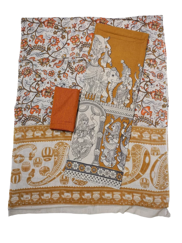 Rust Kalamkari Pure Cotton Dress Materials