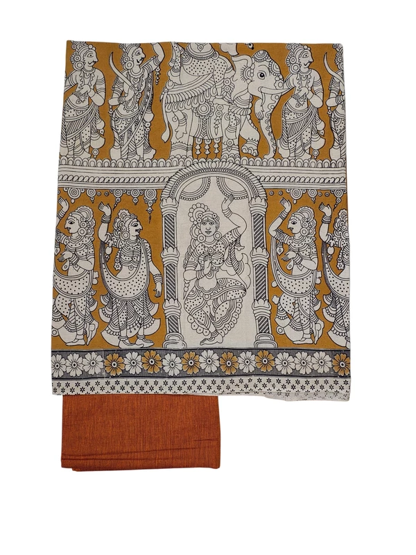 Rust Kalamkari Pure Cotton Dress Materials