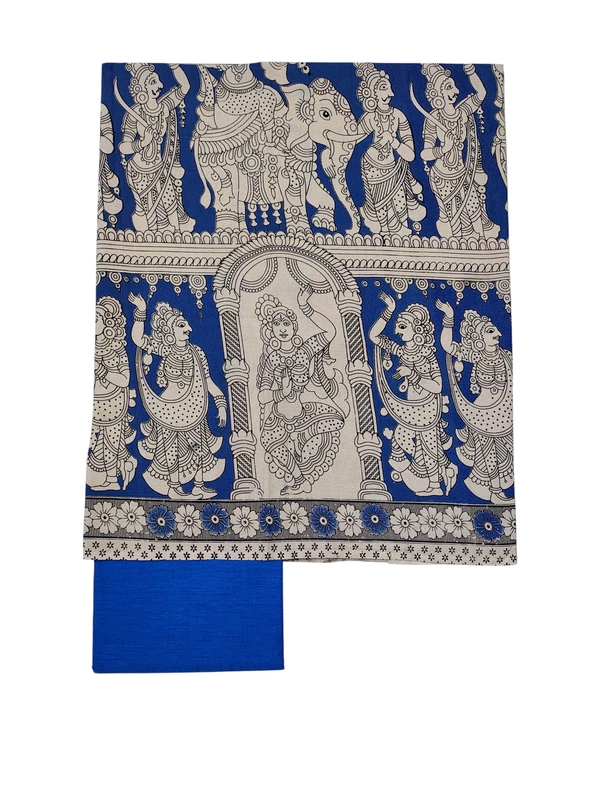 Blue Kalamkari Pure Cotton Dress Materials