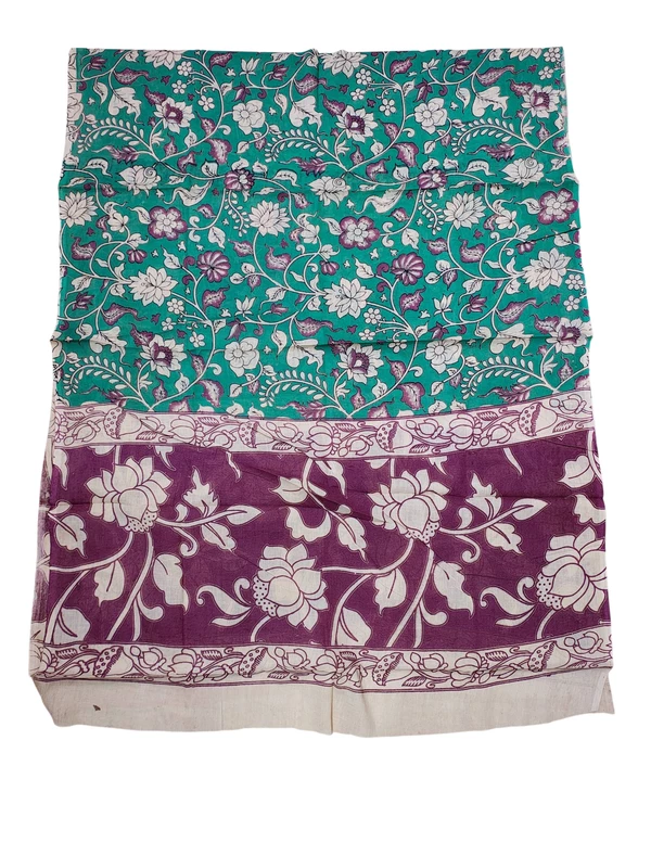 Wine & Green Kalamkari Pure Cotton Dress Materials