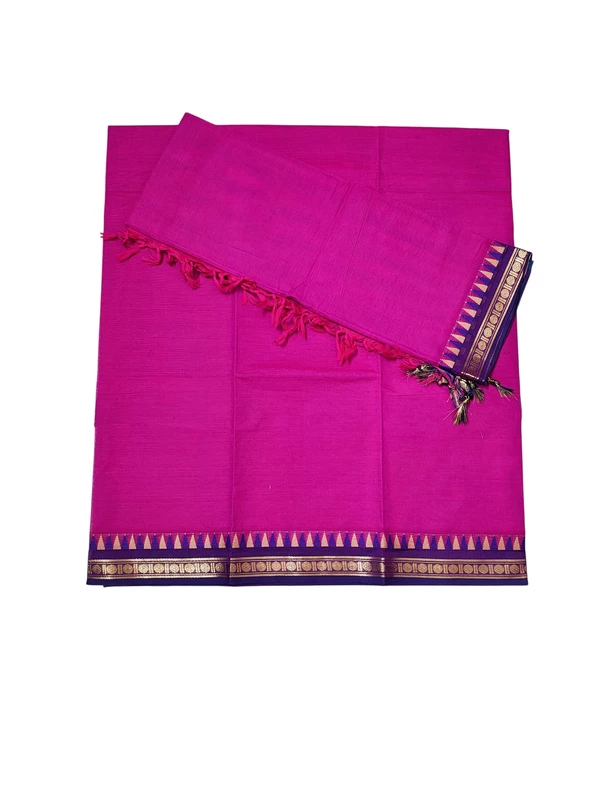 Pink Mangalagiri Zari Border Cotton Kurta & Dupatta Set for Women
