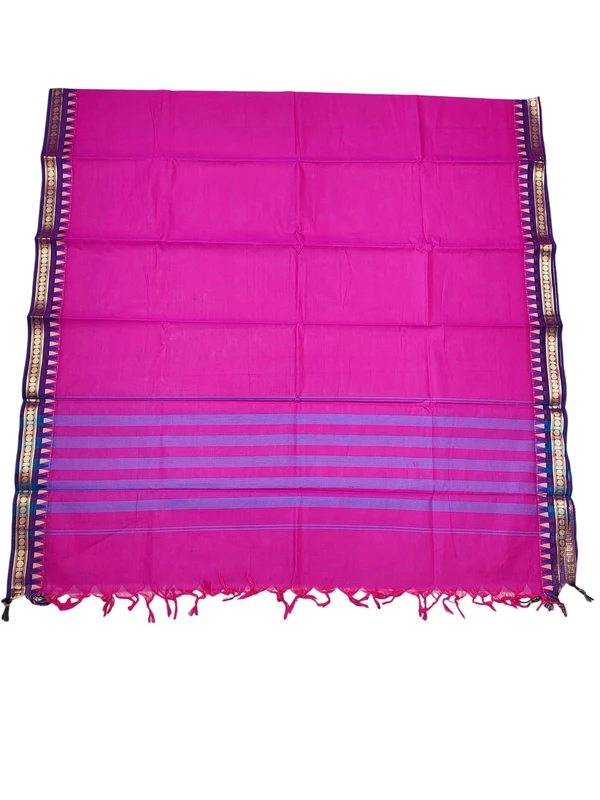 Pink Mangalagiri Zari Border Cotton Kurta & Dupatta Set for Women