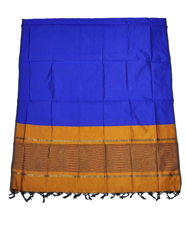 Beige & Blue Pochampally Ikkat Silk Unstitched Suit Set