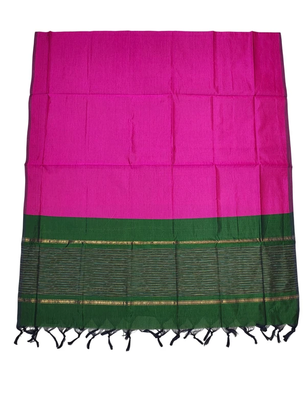 Green & Pink Pochampally Ikkat Silk Unstitched Suit Set