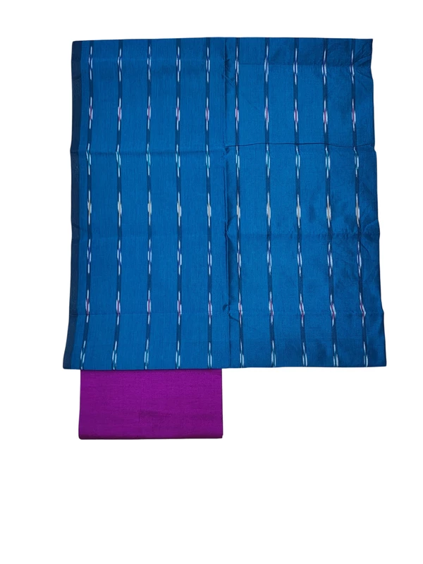 Teal Pochampally Ikkat Silk Unstitched Suit Set