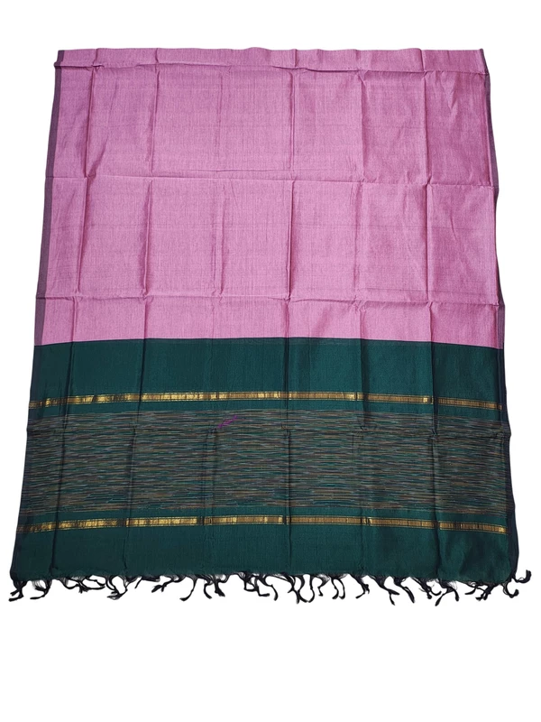 Dark Green & Pink Pochampally Ikkat Silk Unstitched Suit Set