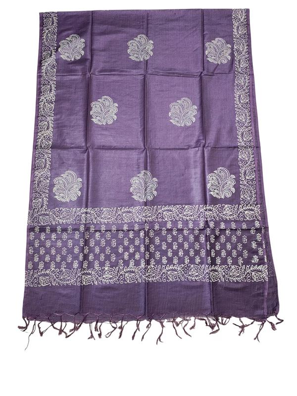 Wine Ajrakh Print Silk Unstitched Suit Set