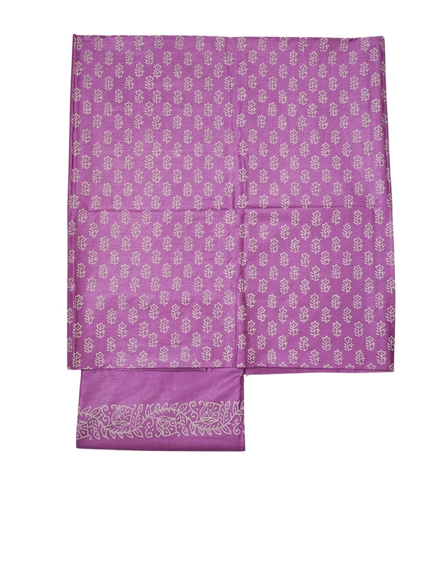 Pink Hand Block Print Cotton Silk Dress Material for Women