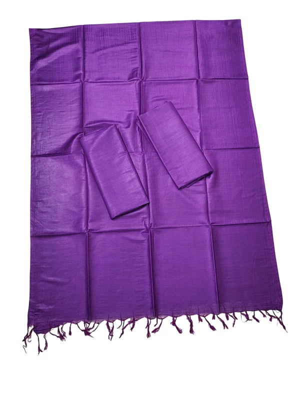 Blue Violet Plain Katan Silk Unstitched Salwar Suit Set with Dupatta