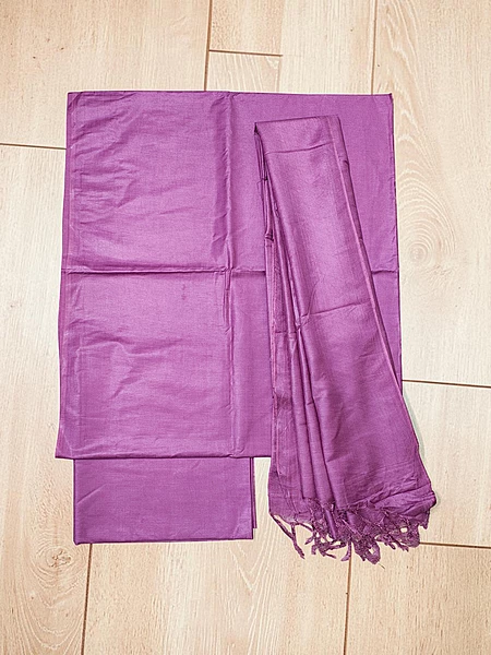 Plum Plain Katan Silk Unstitched Salwar Suit Set with Dupatta