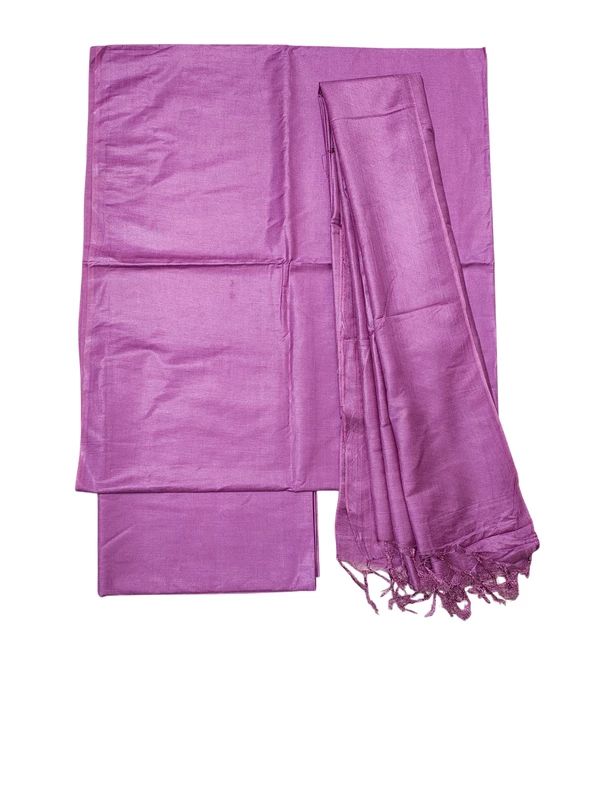 Plum Plain Katan Silk Unstitched Salwar Suit Set with Dupatta