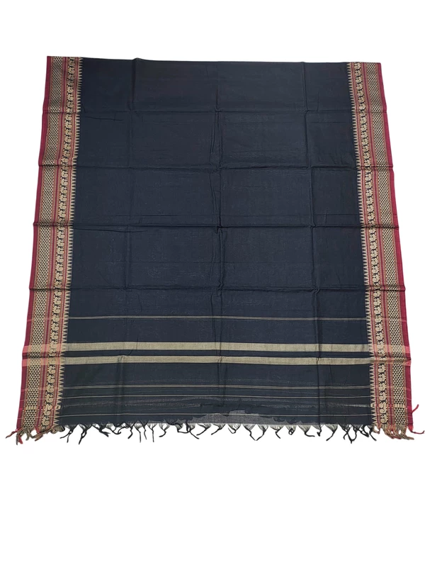 Black Narayanpet Handloom Unstitched Salwar Suit with Handwoven Border