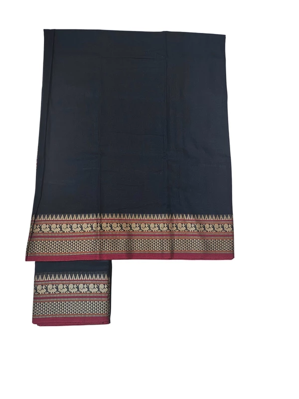 Black Narayanpet Handloom Unstitched Salwar Suit with Handwoven Border