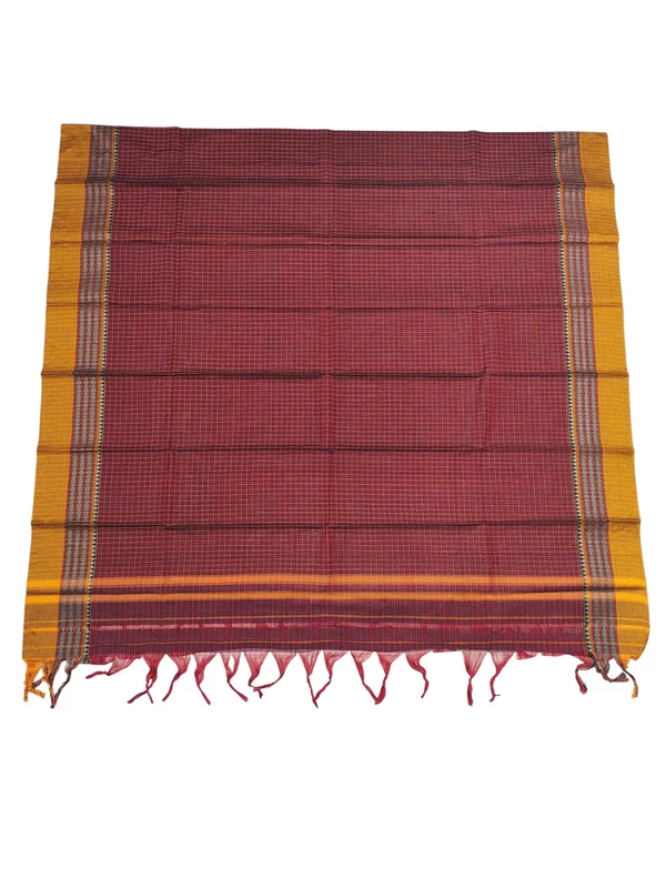 Maroon Narayanpet Checkered Handloom Unstitched Salwar Suit
