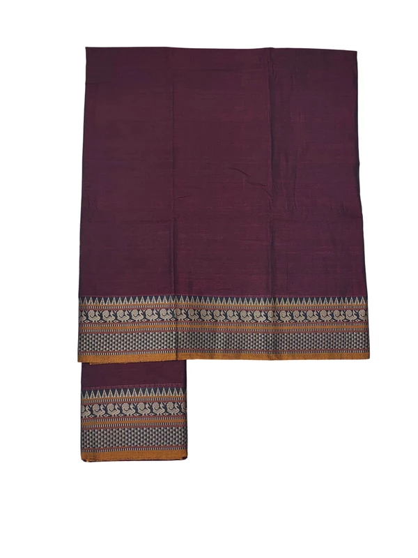 Maroon Narayanpet Handloom Unstitched Salwar Suit with Handwoven Border