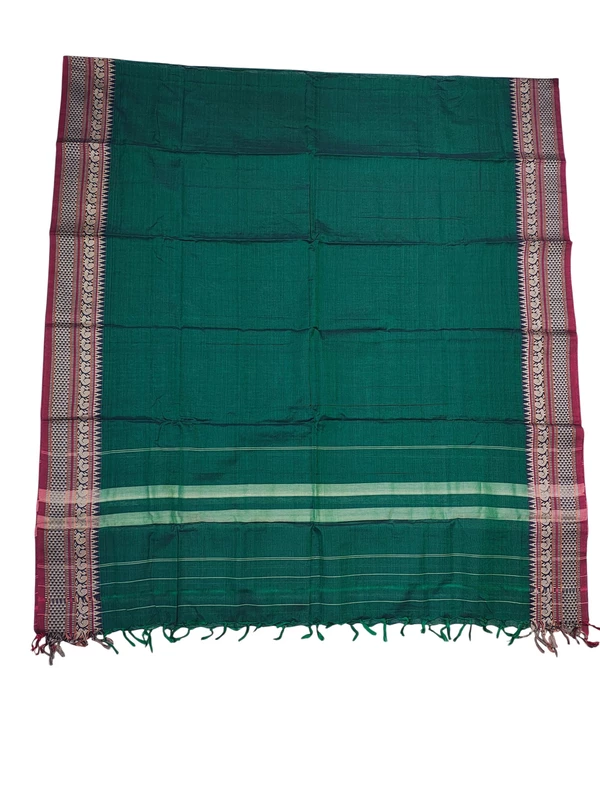 Dark Green Narayanpet Handloom Unstitched Salwar Suit with Handwoven Border