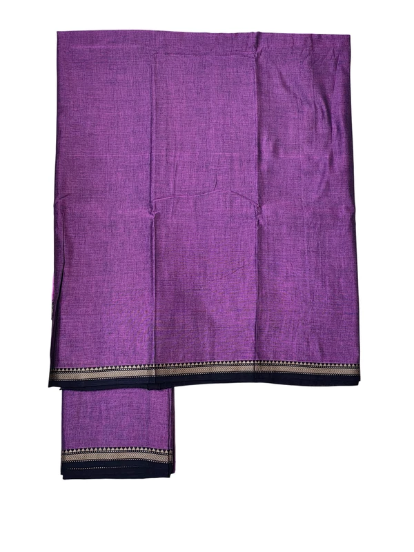 Plum Pink Narayanpet Handloom Unstitched Salwar Suit with Handwoven Border