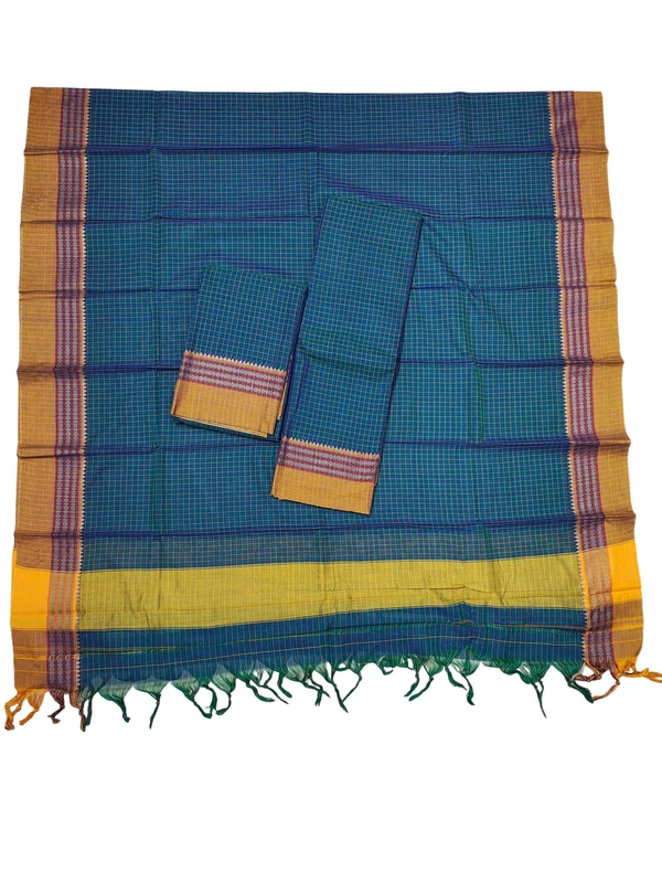 Firoza Narayanpet Checkered Handloom Unstitched Salwar Suit