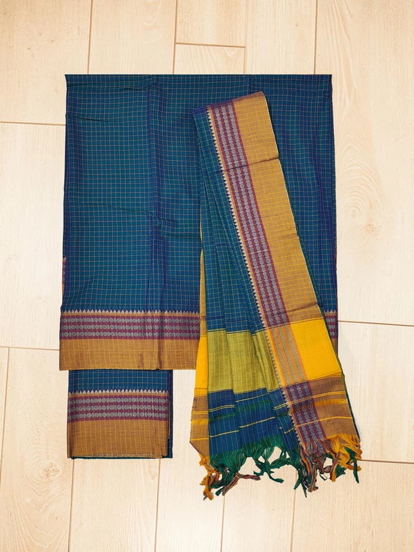 Firoza Narayanpet Checkered Handloom Unstitched Salwar Suit
