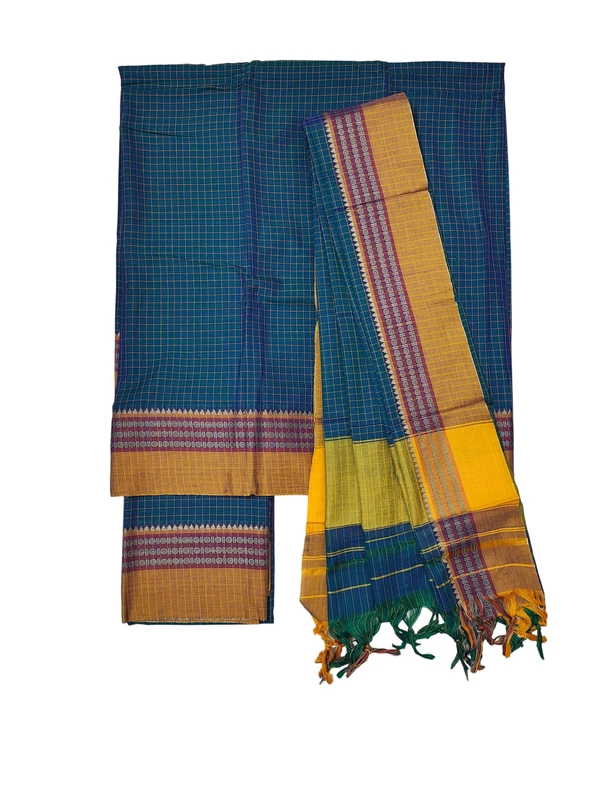 Firoza Narayanpet Checkered Handloom Unstitched Salwar Suit